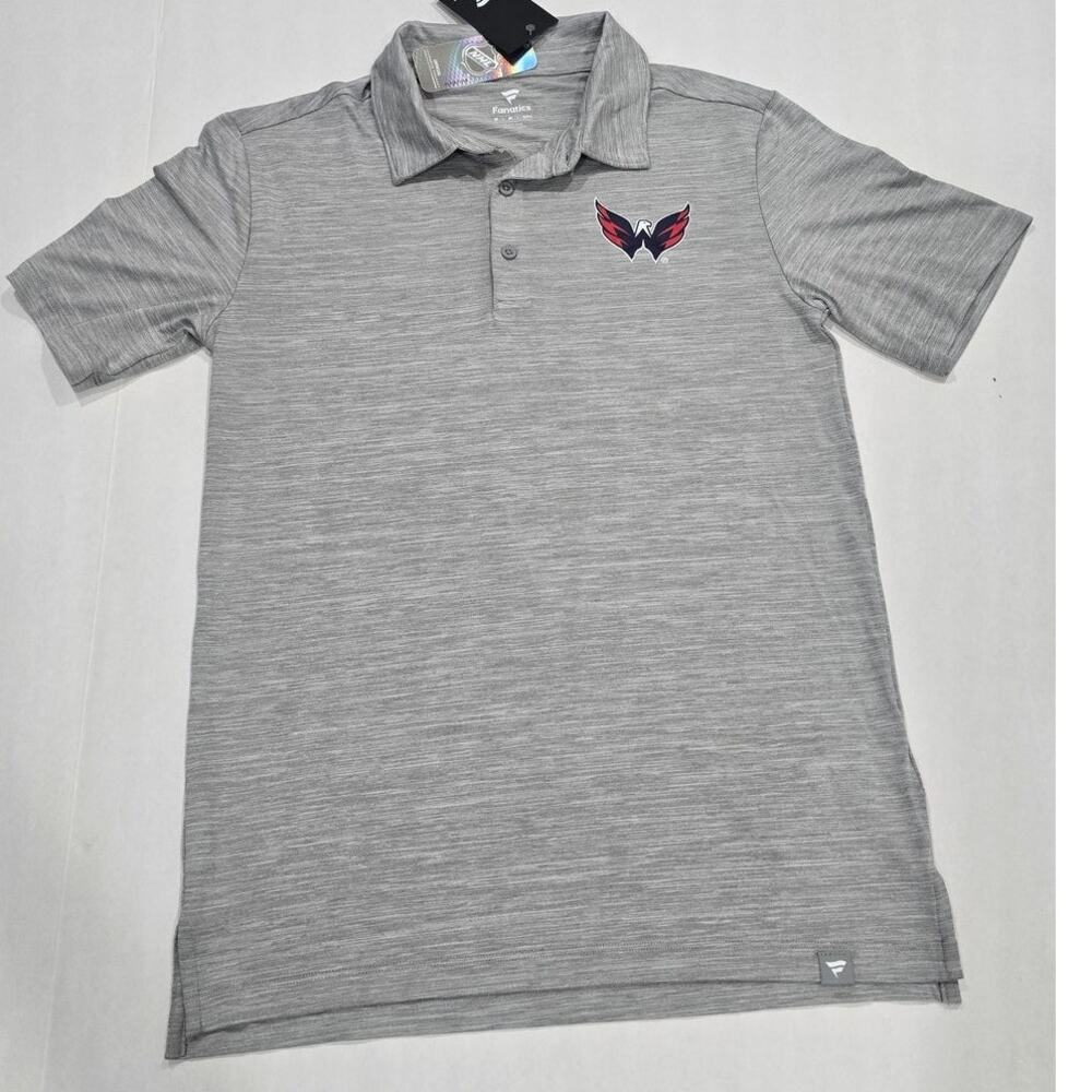 NWT Washington Capitals Fanatics Polo Shirt Men’s Small Gray NHL Retail $55